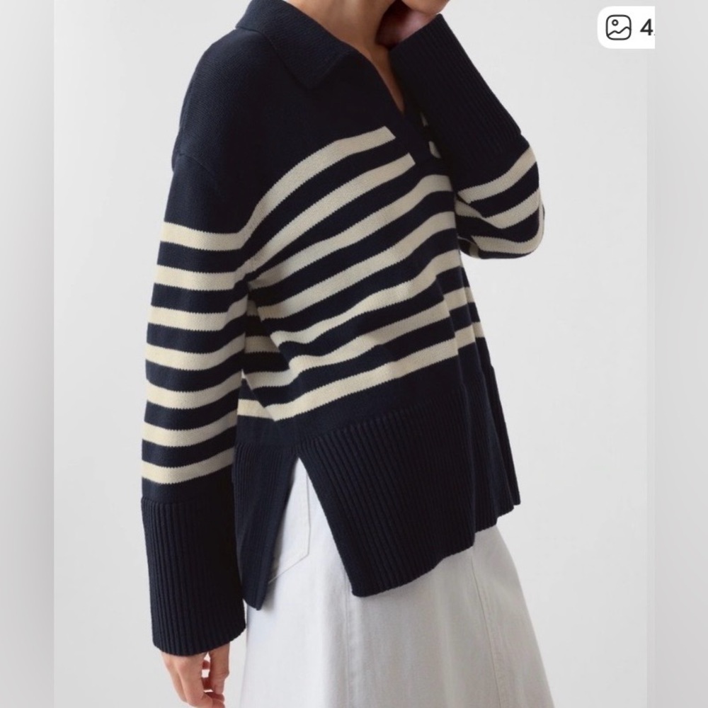 NWT Gap 24/7 Split hem Polo Sweater Size S Oversized Chunky Coastal Classic